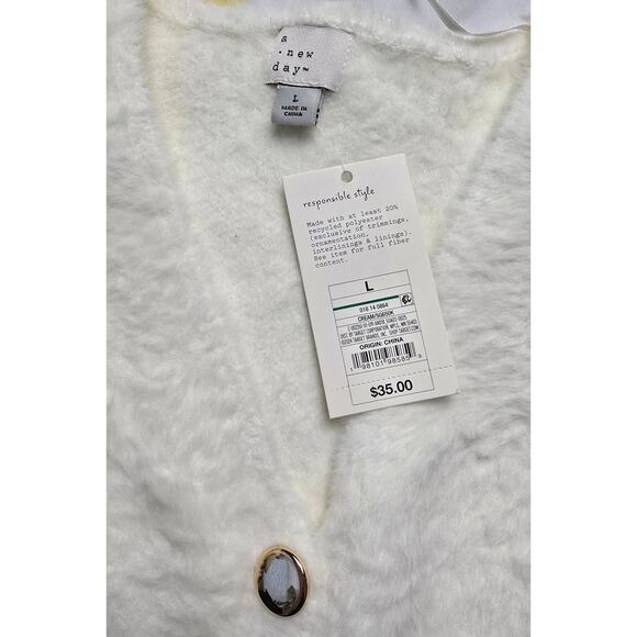 A New Day Women's Fuzzy Party Cream Cardigan- Size Large - Picture 4 of 4